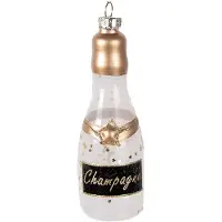 Clayre & Eef Kersthanger Fles 12 cm Goudkleurig Glas Kerstboomversiering Goudkleurig Kerstboomversiering