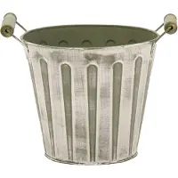 Mega Collections Plantenpot/bloempot/emmer - zink - legergroen - D17 x H15 cm - Plantenpotten