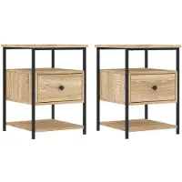 vidaXL Nachtkastjes 2 st 40x42x56 cm bewerkt hout sonoma eikenkleurig