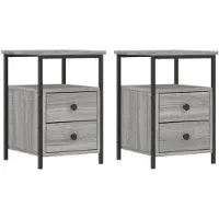 vidaXL Nachtkastjes 2 st 34x35,5x50 cm bewerkt hout grijs sonoma eiken