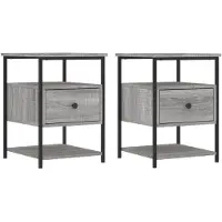 vidaXL Nachtkastjes 2 st 40x42x56 cm bewerkt hout grijs sonoma eiken