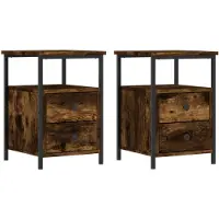 vidaXL Nachtkastjes 2 st 34x35,5x50 cm bewerkt hout gerookt eikenkleur