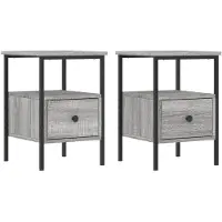 vidaXL Nachtkastjes 2 st 34x36x50 cm bewerkt hout grijs sonoma eiken
