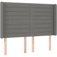 vidaXL Hoofdbord met randen 147x16x118/128 cm stof donkergrijs