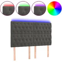 vidaXL Hoofdbord LED 144x7x118/128 cm fluweel donkergrijs