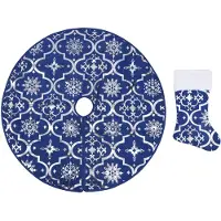 vidaXL Kerstboomrok luxe met sok 122 cm stof blauw
