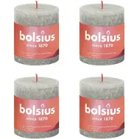 Bolsius Stompkaarsen Shine 4 st rustiek 80x68 mm zandgrijs
