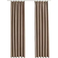 vidaXL Gordijnen verduisterend met haken 2 st 140x245 cm taupe