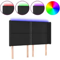 vidaXL Hoofdbord LED 147x16x118/128 cm kunstleer zwart