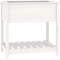 vidaXL Plantenbak met schap 82,5x54x81 cm massief grenenhout wit