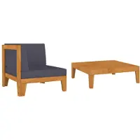 vidaXL 2-delige Loungeset met kussens massief acaciahout