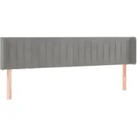 vidaXL Hoofdbord met randen 163x16x78/88 cm fluweel lichtgrijs