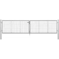 vidaXL Tuinpoort gegalvaniseerd staal 400x75 cm zilver