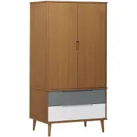 vidaXL Kledingkast MOLDE 90x55x175 cm massief grenenhout bruin