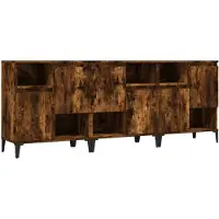vidaXL Dressoirs 3 st 60x35x70 cm bewerkt hout gerookt eikenkleurig
