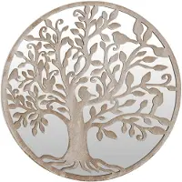 vidaXL Tuinspiegel rond 60x2,5 cm ijzer zandkleurig