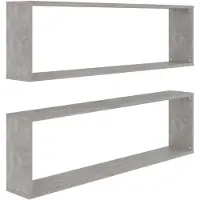 vidaXL Wandschappen kubus 2 st 100x15x30 cm bewerkt hout betongrijs