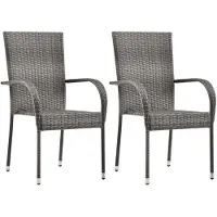 vidaXL Tuinstoelen stapelbaar 2 st poly rattan grijs