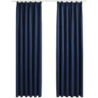 vidaXL Gordijnen verduisterend met haken 2 st 140x225 cm blauw