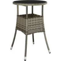 vidaXL Tuintafel Ø60x75 cm gehard glas en poly rattan grijs