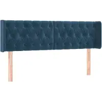 vidaXL Hoofdbord met randen 147x16x78/88 cm fluweel donkerblauw
