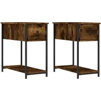 vidaXL Nachtkastjes 2 st 30x60x60 cm bewerkt hout gerookt eikenkleurig
