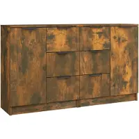 vidaXL Dressoirs 2 st 60x30x70 cm bewerkt hout gerookt eikenkleurig