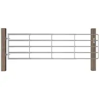 vidaXL Poort met 5 stangen (115-300)x90 cm staal zilverkleurig