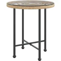 vidaXL Eettafel Ø50 Cm Gehard Glas En Staal Zwart