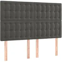 vidaXL Hoofdbord donkergrijs 144x5x118/128 cm Fluweel