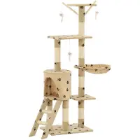 vidaXL Kattenkrabpaal met sisal krabpalen 138 cm pootafdrukken beige