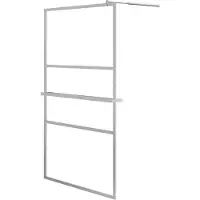 DKD Home Decor Inloopdouchewand met schap 115x195 cm ESG-glas aluminium chroom