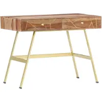 vidaXL Schrijftafel met lades 100x55x75 cm massief acaciahout