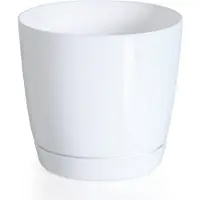 Prosperplast Plantenpot/bloempot kunststof glanzend parel wit dia 28 x hoogte 26 cm - Plantenpotten