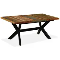 vidaXL Eettafel 180 cm massief gerecycled hout en stalen kruis