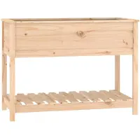 vidaXL Plantenbak met schap 111,5x54x81 cm massief grenenhout