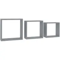 vidaXL Wandschappen kubus 3 st MDF grijs