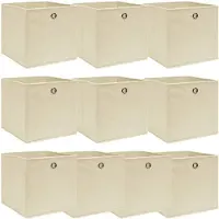 vidaXL Opbergboxen 10 st 32x32x32 cm stof crèmekleurig