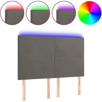 vidaXL Hoofdbord LED 144x5x118/128 cm fluweel donkergrijs