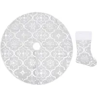 vidaXL Kerstboomrok luxe met sok 90 cm stof wit