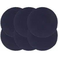 vidaXL Placemats 6 st rond 38 cm katoen effen marineblauw