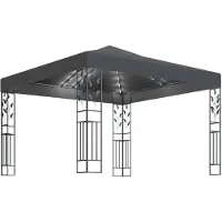 vidaXL Prieel met LED-lichtslinger 3x3 m antracietkleurig