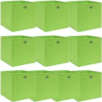 vidaXL Opbergboxen, 10 stuks, groen, 32x32x32 cm, van stof