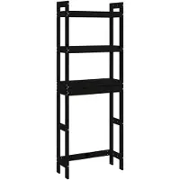 vidaXL Toiletrek 63x26x171 cm massief grenenhout zwart
