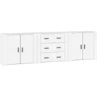 vidaXL Dressoirs 3 st bewerkt hout wit