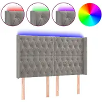 vidaXL Hoofdbord LED 147x16x118/128 cm fluweel lichtgrijs