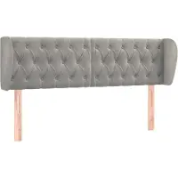 vidaXL Hoofdbord met randen 147x23x78/88 cm fluweel lichtgrijs