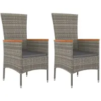 vidaXL Tuinstoelen met kussens, 2 stuks, polyrotan, grijs