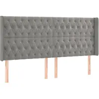 vidaXL Hoofdbord met randen 183x16x118/128 cm fluweel lichtgrijs