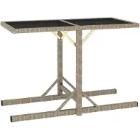 vidaXL Tuintafel 110x53x72 cm glas en poly rattan beige